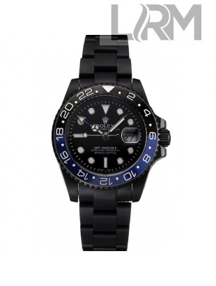 Top Quality Rolex GMT Master II Black Dial Blue And Black Bezel Black PVD Case And Bracelet PR18239